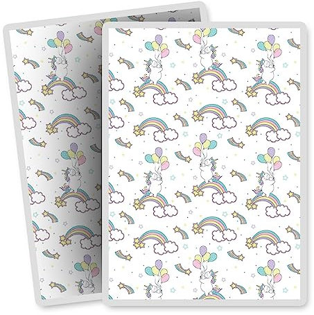 Vinyl Rectangle Vertical (Portrait) Stickers (Set of 2) 10cm - Party Unicorn Balloons Rainbows Stars Kids for Laptops, Tablets, Luggage, Scrap Booking, Fridges #170703