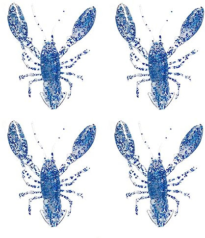 Weicher Gummifische Langusten Köder, Weichköder zum Angeln Krebs Crawfish Kunstköder Köder, 95mm - 4stk Blau