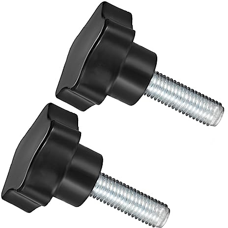 CoCud Stern Klemmknöpfe M12 x 40mm Stecker Gewinde 47mm Kopf 2Stk | Plastik Daumen Schraube Griffe Hand Knöpfe Gewinde Bolzen Schwarz - (Verwendung: für Drehmaschinen)