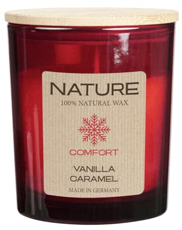 luterna NATURE COMFORT, Duftkerze im Glas, Vanilla Caramel, 100% NATURAL WAX, 85/70 mm, Brenndauer ca. 25h