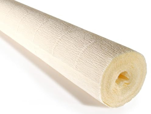 BETAM Rollo de papel crepé italiano de, 140 gramos, 19.7 x 98.4 pulgadas, Crema Blanca(903), para reuniones familiares