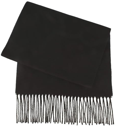 Breiter Sciarpa Scaldacollo in 100% cashmink per uomo donna 180 x 30 cm con frange morbida e confortevole, Nero, Taglia unica