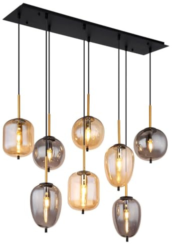 GLOBO LIGHTING Hängeleuchte Deckenleuchte Pendellampe Messing-matt Amber-Glas Esszimmerleuchte