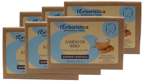 Sapone Mani Vegetale, Con Amido Di Riso, Delicato Per Pelle Sensibile 100g (6 Saponette)