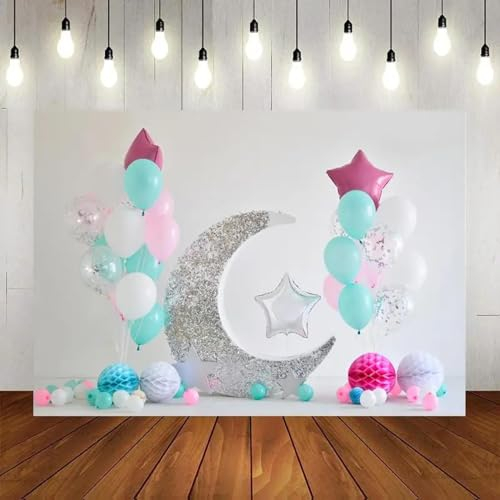 Bunter Ballon Mond Geschenk Kind Geburtstag weißer Hintergrund Party Szene Dekoration Studio Fotografie Foto Tuch 210cmx150cm