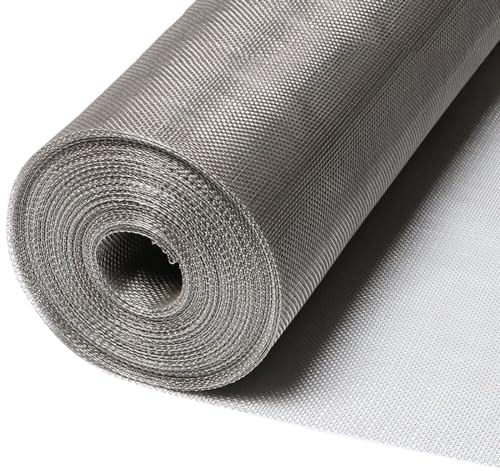 Yoeoefuo Metallgitter Drahtgitter Feinmaschig 12 Mesh 304 Edelstahl Drahtgeflecht Wire Mesh 1x5m 1x10m 1x15m GitterRolle Maschendraht Metall Fliegengitter Filterschutz Gitterzaun(Size:1x10m)