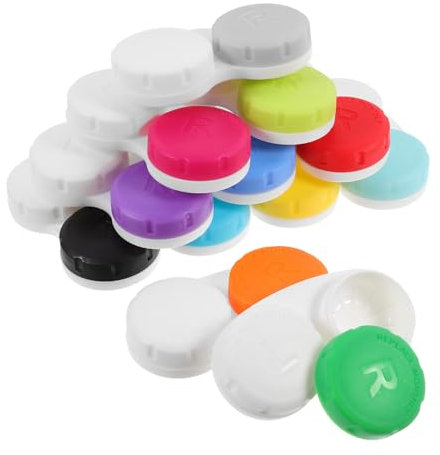 Beavorty 12 Stück Kontaktlinsenbehälter Aus Kunststoff Kleine Tragbare Linsenbox Auslaufsicherer Reise Organizer Für Kontaktlinsen Leicht Und Robust