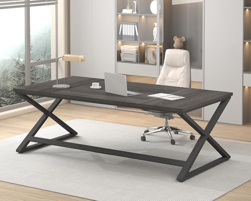 IBF Computer Desk Gaming Office Table Large Desks for Home 200cm Dark Oak