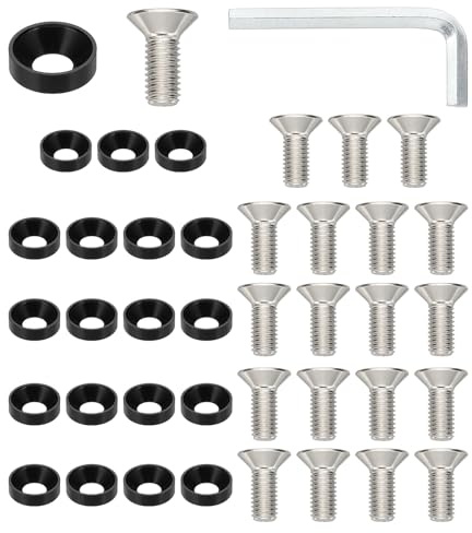 PATIKIL 40 Piezas Kit De Arandelas Avellanadas M8 Negro | De Aleación De Aluminio, Para Tornillos De Cabeza Plana Y Juntas, Para Accesorios Mecánicos Y Modelos DIY