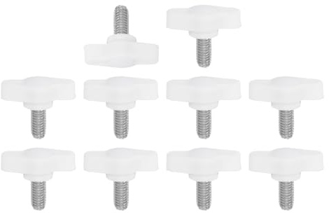 PATIKIL 10 Stück Rändelschrauben, Schrauben mit Griff M6 x 12mm, Flügelschraube 304 Edelstahl, Flügelmutter, Klemmschraubenknopf für Werkzeugmaschine, Maschine, Geräte, Instrument (Weiß)