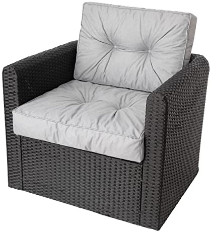 Bjird Sesselkissen 2-teilig – Sitzkissen & Rückenkissen für Rattansessel, Stuhlkissen, Rattanmöbel & Gartenmöbel – Outdoor Auflage – wasserabweisend, rutschfest, Oeko-TEX - Asche - 50x50 cm
