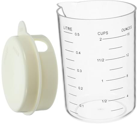 ULTECHNOVO Taza Medidora Transparente Para Hornear Con Tapa Taza Graduada De Plástico Reutilizable Herramienta De Cocina Para Medir Leche Apta Tipo De Repostería