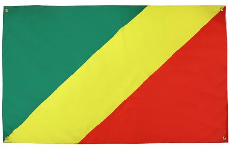 AZ FLAG Bandiera Repubblica del Congo 150 x 90 cm con 4 occhielli, Padiglione Congolese per balcone o parete