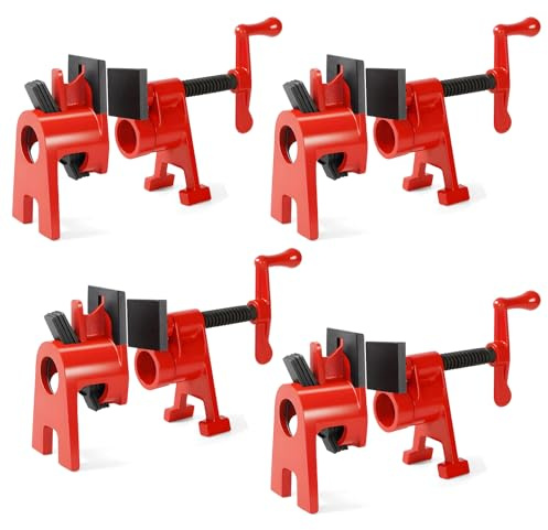 FIFIBANG Pack of 4 Pipe Screw Clamp with Protection Function, 3/4 Inch Pipe Screw Clamps, Quick Release Pipe Clamps, Pipe Clamps for Woodworking, Wood Clamp Set for Hose, Pipe, Cable