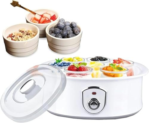 XSDAJSD Yaourtière Domestique 1,5 L, entièrement Automatique, avec 7 cuves intérieures, température constante, Fonctionnement Simple, pour Yaourt Maison