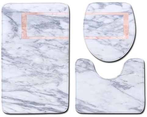 Juego de 3 alfombras de baño de fibra de poliéster, incluye alfombrillas rectangulares en forma de U y ovaladas para mayor comodidad y estilos