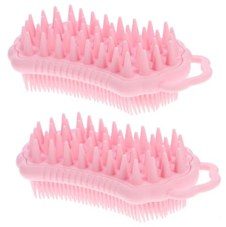 Homoyoyo 2stücke Kopfhautpeelinggerät aus Silikon Massagekamm für Haarpflege Entfernt Schuppen und Ablagerungen Ergonomisches Design für Nasses und Trockenes Haar