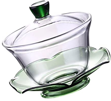 PartyKindom Taza De Té De Vidrio Transparente Con Tapa Diseño Creativo Resistente Al Calor Capacidad Altura Para Infusiones Casa o Sala De Té Modelo Verde