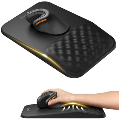ProtoArc Tapis de Souris Repose-Poignet Cuir PU, Fonction Massage & Base Antidérapante, Imperméable Mousse Mémoire Forme, MP50 Noir - pour Ordi/Portable/Bureau