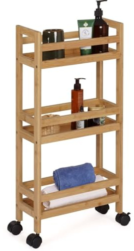 IDMarket - BEA Bambus Servierwagen auf Rollen 3 Ebenen