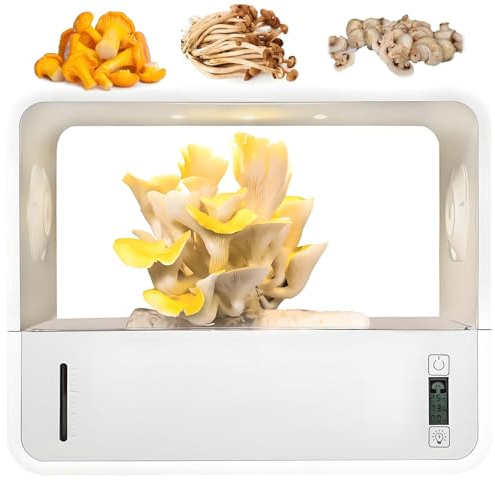 Kit de Cultivo de Setas en Interior con Control automático de Humedad, luz LED, Sistema de Aire Fresco, Caja de Aire estático, Oyster Lions Mane, Regalos para jardinería