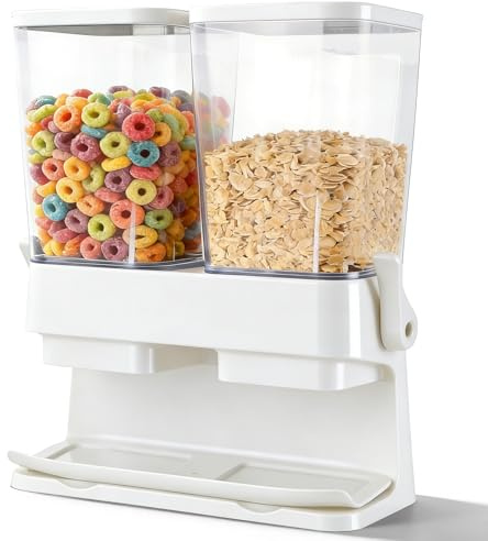 Sinceroduct Müslispender 2er Pack, Cereal Dispenser 3L Große luftdichte Müsli-Speicherkisten, Cornflakes Spender Doppelte Steuerung Trockenkost-Verteiler für Müsli, Reis, Kaffeebohnen