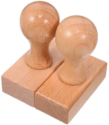 Angoily Lot de 2 Manches en Bois de Hêtre pour Tampons Vierges 50x25x15 Mm, Support Tampon Artisanal Soi-même pour Scrapbooking, Activités Manuelles Garçon et Filles et Décoration