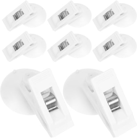 Angoily 8pcs White Suction Cup Clips with Clamps for Car Windshield Parking Tickets Holder, Bills and Cards Organizer, Multi-Purpose Utility Hooks for Home, Office, and Refrigerator Use
