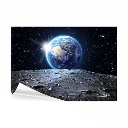 decomonkey Fototapete Mond Erde, 350x256 cm, XL, Stern Planet, Vlies | Schlafzimmer, Wohnzimmer, Tapete, Fototapeten, Tapeten, Vliestapete, Wandtapete, moderne, Wandbild, Wand