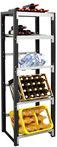 Vesalia Getränkekistenregal für 3 Kisten Plus Ablagen für Weinflaschen - für Wandmontage geeignet (Hauptregal)