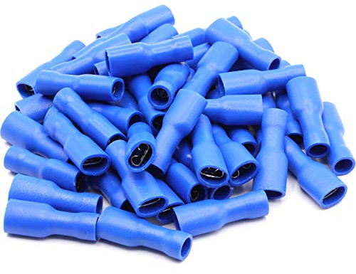 50x Flachsteckhülsen weiblich blau 1,5-2,5 mm² Steckbreite 4,8 mm Vollisoliert PVC Steckverbinder Kabelsteckschuhe Kabelschuhe Verbinder aus Messing verzinnt