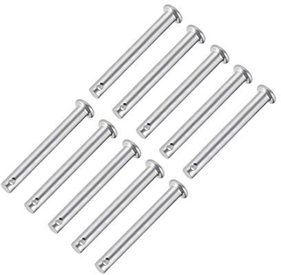 sourcing map 10 Stück Steckbolzen Einloch Gabelbolzen 6mm x 50mm Splintstift Flach Kopf verzinkter Stahl Lochbolzen