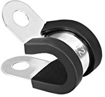 sourcing map 8Stk.12mm Gummi gepolsterte isolierte Klemme R Form Metall Klemme Edelstahl