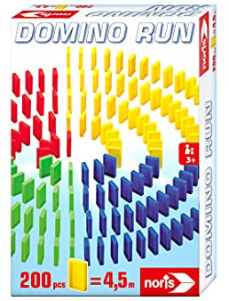 Noris 606065644 - Domino Run 200 Steine, Aktionsspiel für Die ganze Familie, für Kinder ab 3 Jahren