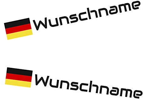 Finest Folia Fahrradaufkleber 2er Set Name Länder Flagge Fahrrad Motorrad Helm Auto Fahne Namensaufkleber Selbstklebend Wunschtext Aufkleber selbst gestalten