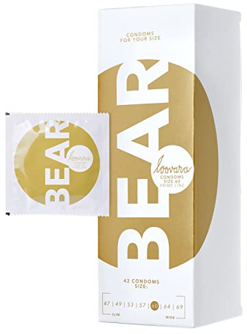 Loovara Kondome mit Gleitmittel 42 Stück - Größe XL 60 mm - Präservative für mehr Fun & Feeling beim Sex - Vegan, Fair Rubber, Transparent-Naturfarben mit Reservoir - XXL Box