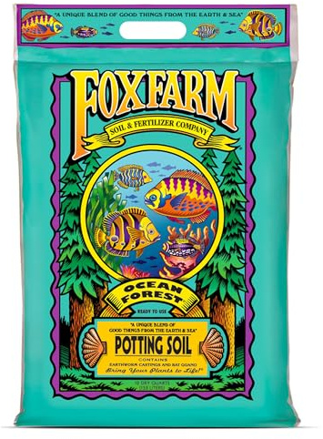 FoxFarm Ocean Forest Potting Soil for Container Gardens - Light, Aerated Texture with Fish Meal, Crab Meal, Earthworm Castings - Houseplant Potting Mix for Seedlings & Plant Starts - 12 Quart