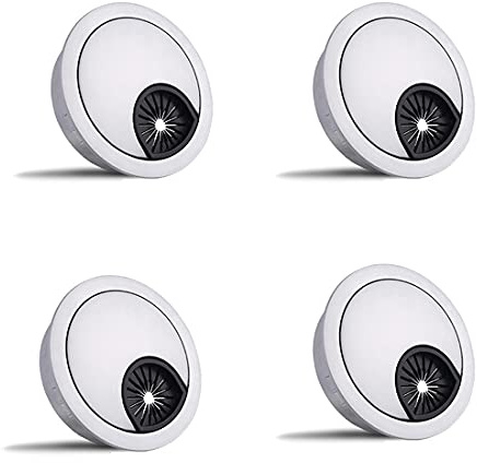 4-Piece 60mm Desk Cable Grommets, Computer Desk Metal Cable Hole, Round Cable Hole Cover for Desktop Cable Organizer（Grey)