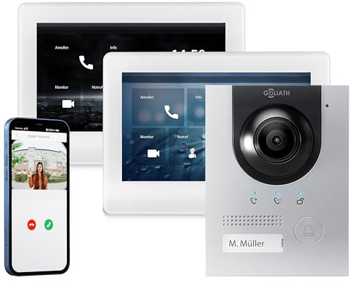 GOLIATH® Türklingel & Türsprechanlage mit Kamera & Monitor [Full HD] - Klingel mit Kamera & Monitor - Doorbell Camera - Video Sprech - & Klingelanlage mit Türöffner - Videotürklingel Weitwinkelkamera