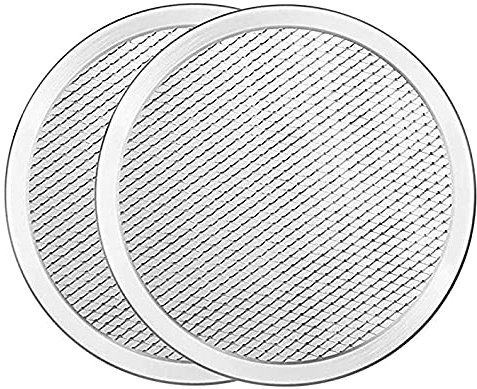 WSHA 2 Pack Seamless Round Pizza Screen, Aluminum Mesh Pizza Screen and Pizza Mesh Baking Tray for Home Kitchen Restaurant Supplies,20inch