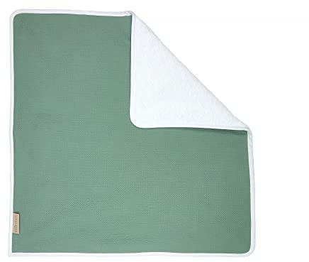 KraftKids Wickeltischunterlage Doppelkrepp Grün Jade, Windelmatte aus 100% Baumwolle, wasserundurchlässige Reise-Wickelunterlage