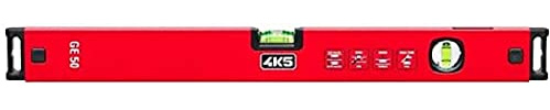 4K5 Tools - Nivel de burbuja (50 cm de largo, lente de aumento, 1 libélula horizontal, 2 libras verticales, tapas de absorción de golpes, perfil de aluminio)