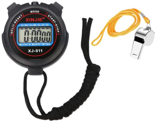 Imtrub Cronómetro Deportivo Digital con Silbato de Acero Inoxidable, Pantalla LCD Adecuada para Entrenadores, árbitros, fútbol, Baloncesto, Correr, Nadar, Hacer Ejercicio y más