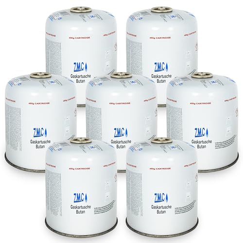 Z.M.C 7 x gaspatroner 450 g, propan/butan gas 900 ml, gaspatron EN417, eurogänga skruvgängningsanslutning, skruvpatron för ogräsbrännare, universell tryckgasburk med skruvventil