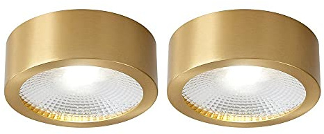 Klobvtt 2 Piezas LED Downlight Latón Techo Acento Spot Iluminación Montaje Latón Montaje en Superficie Foco, Downlights Direccionales Cobre Mini Luces de Techo para Sala de Estar Pasillo