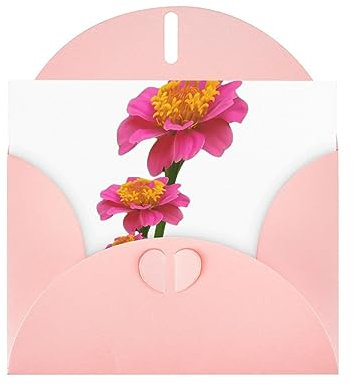 BROLEO Weihnachtskarten mit Chrysanthemen und Perlglanzpapier, Rosa, geeignet als Einladungskarten für Weihnachten, Hochzeitstag und Party