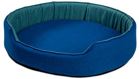 alpha mat Hundebett Discovery Hundebett Rund - Hundematte - Hundebett kleine Hunde - Hundekissen - Hundekissen kleine Hunde - Bett für Hund - Dog Bed - Hundesofa - Grün und Blau - 68x60x16 cm