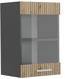 Vicco Küchenglasschrank R-Line, Artisan-Eiche, 40 cm | 1 Tür · 1 Einlegeboden · Tiefe – 31 cm · ✓ Frei kombinierbar · ✓ Alles im Blick