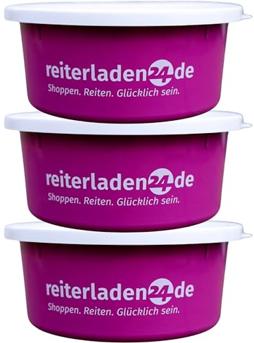 RL24 - Leckerlischale – Pink – 3 Schalen á 5l (3er Set) | Müslischale mit Deckel für Pferde – Futterschale zur Aufbewahrung von Leckerli & Pferdefutter – Leckerli-Dose