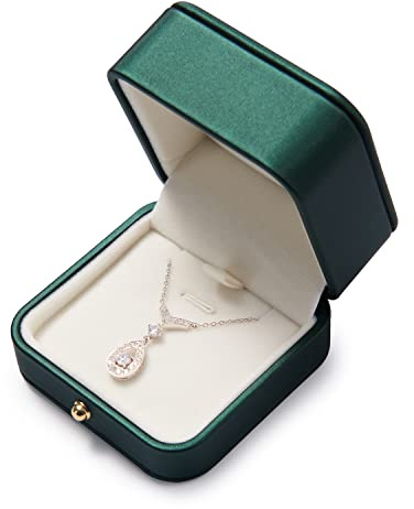 Papten Ketten Aufbewahrung Schmuckaufbewahrung Anhänger geschenkbox Grüner | halskette box,schmuckaufbewahrung für ketten Schmuck Geschenkbox für Valentinstag Geburtstag,Leder,schmuckkästchen klein